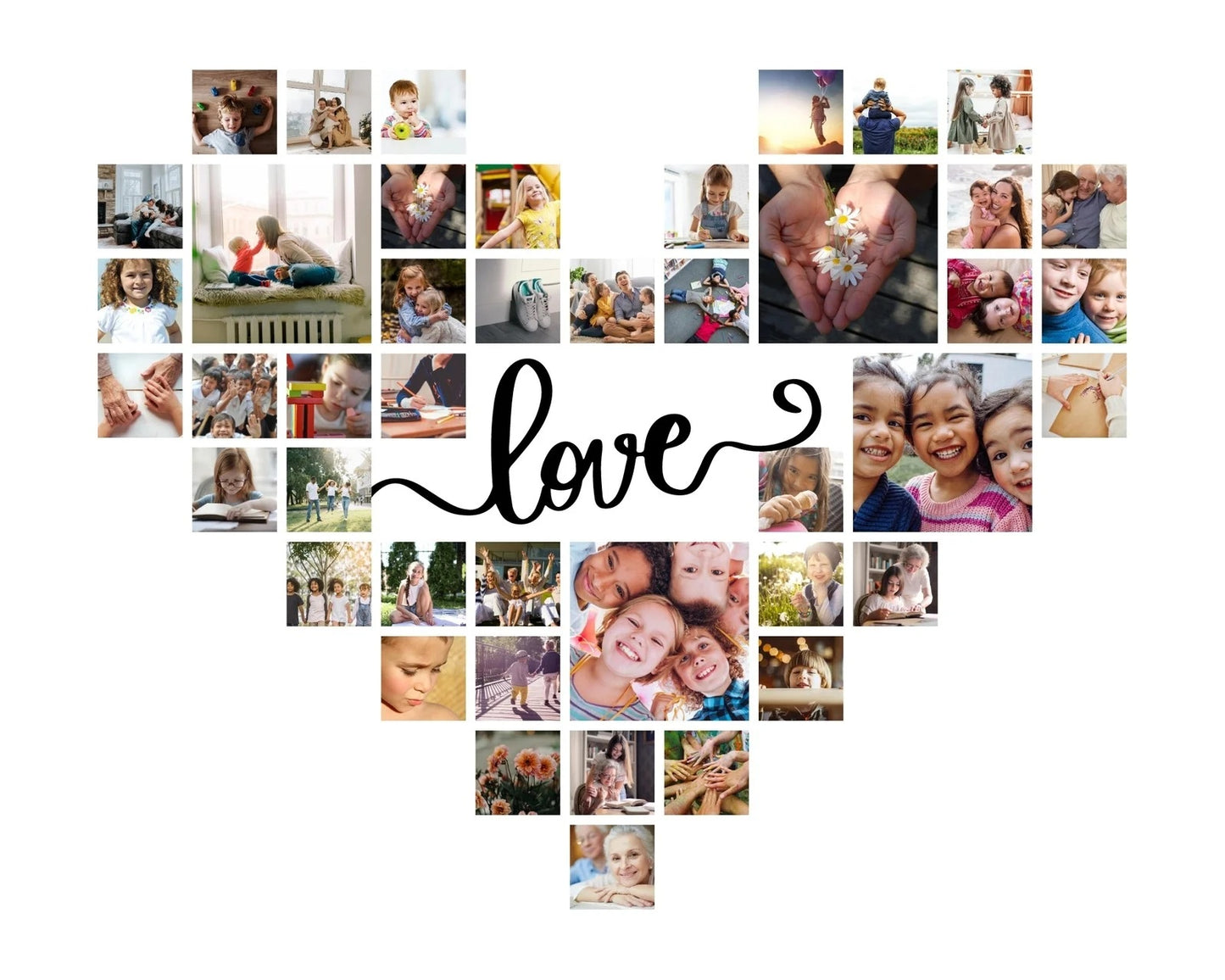 Personalized heart shape photo collage - Matte Canvas, Framed (Multi-color)