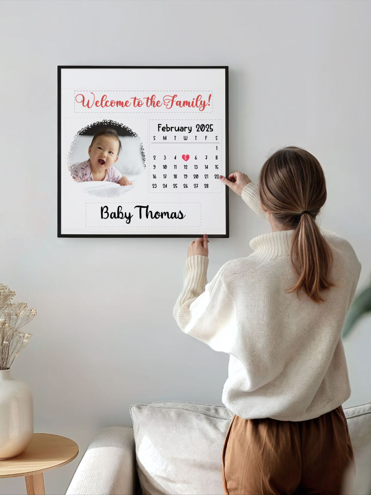 Milestone Moments – Baby Birthday Calendar - Matte Canvas, Framed (Multi-color)