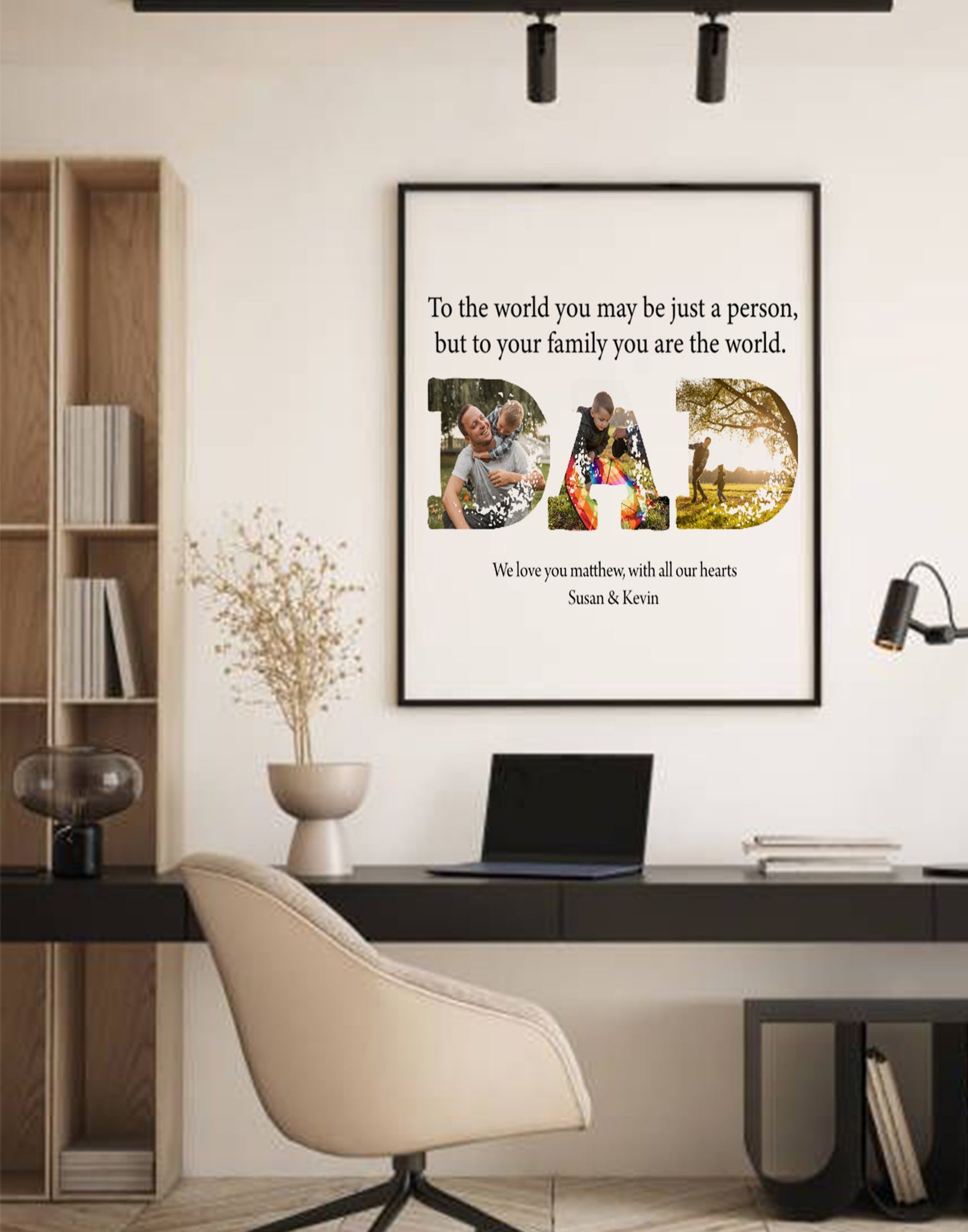 To Dad, With Love – Personalized Photo Poster - Framed Vertical Poster