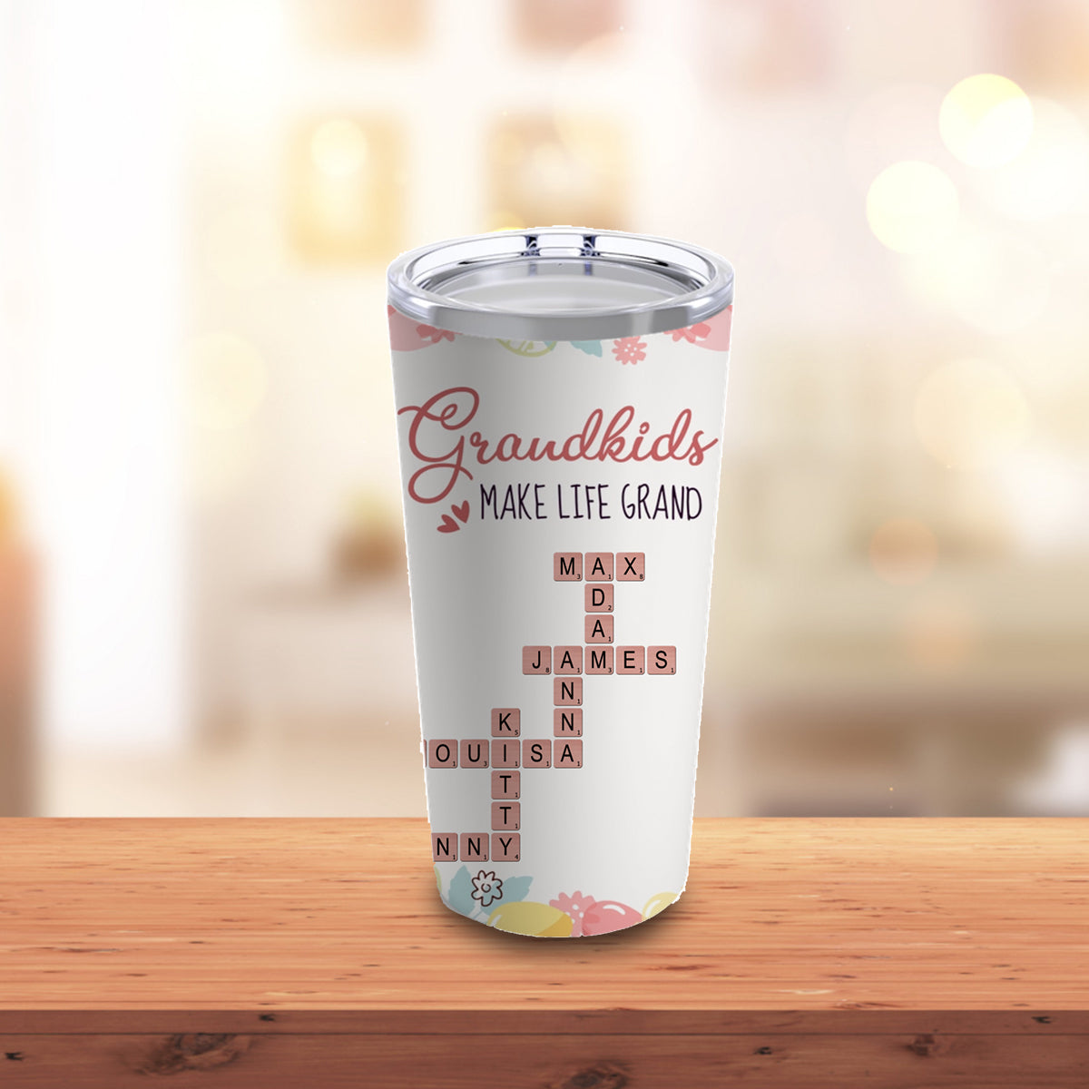 Grandkids Make Life Grand Custom Names - Scrabble - Tumbler 20oz