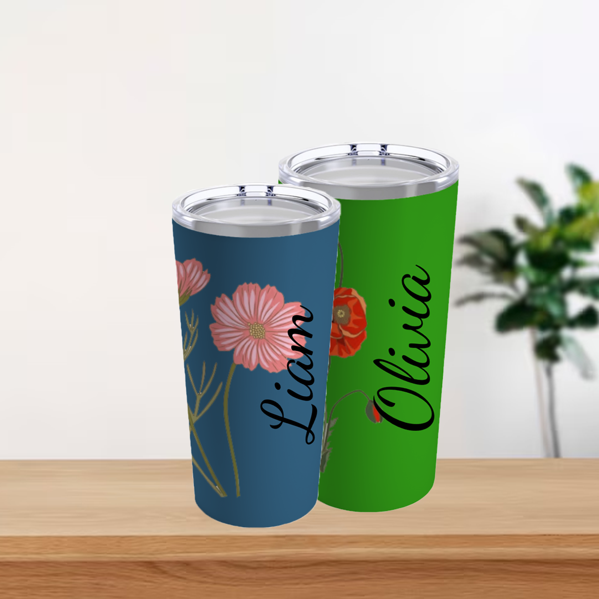 Personalized Birth Flower Tumbler  20oz