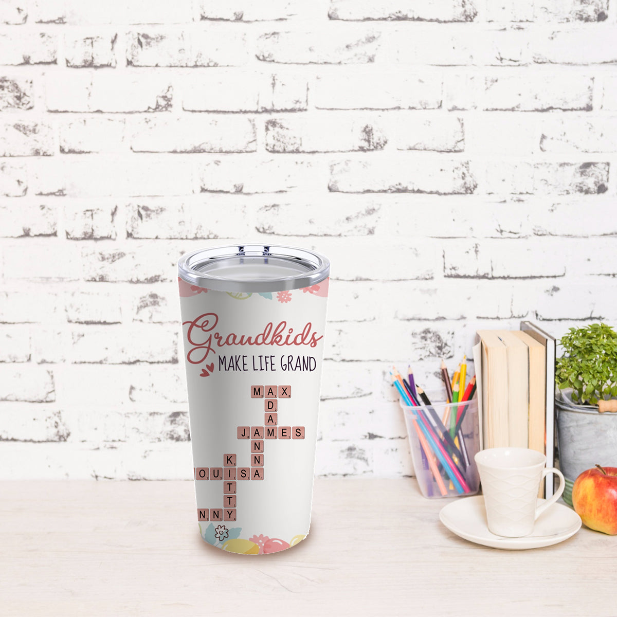 Grandkids Make Life Grand Custom Names - Scrabble - Tumbler 20oz