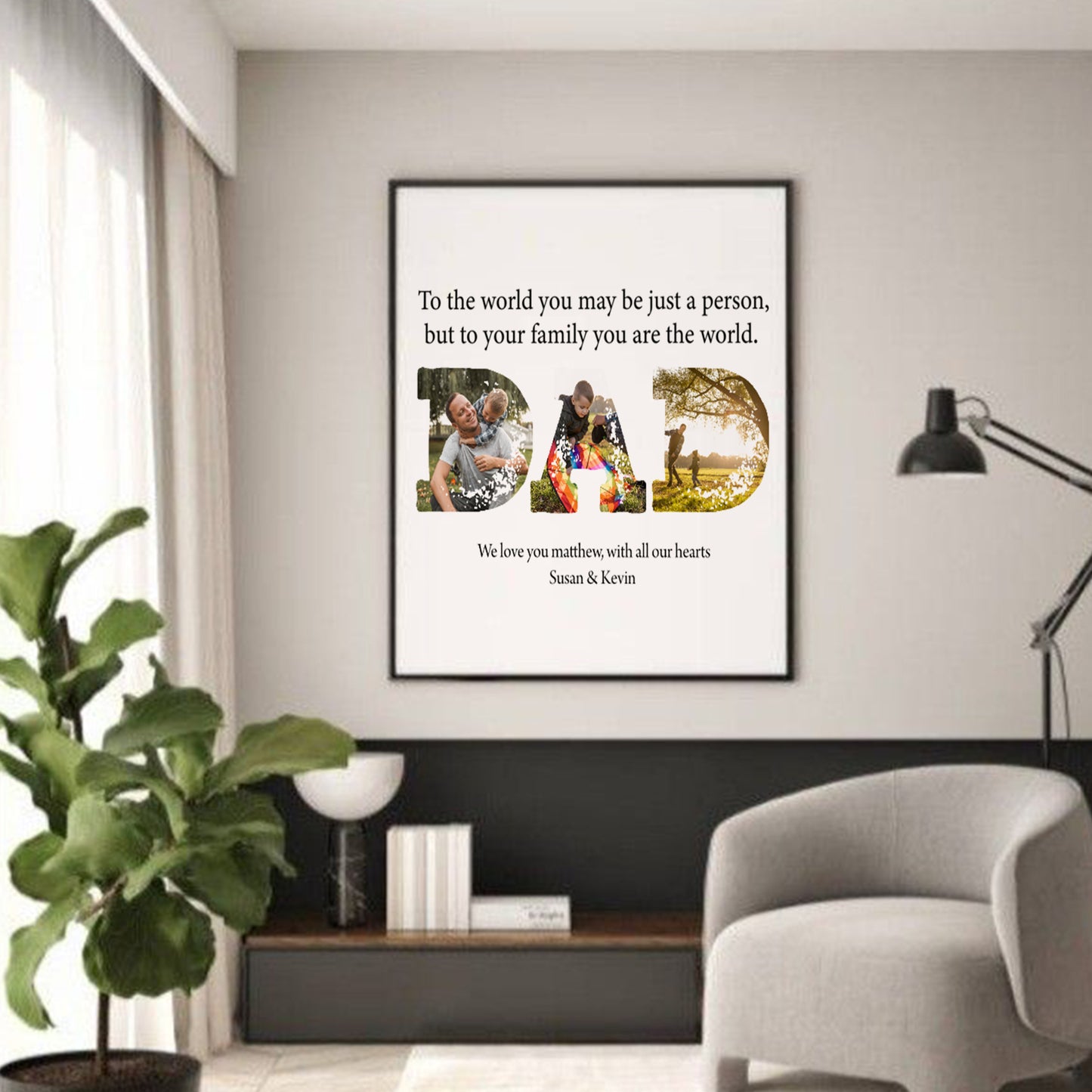 To Dad, With Love – Personalized Photo Poster - Framed Vertical Poster