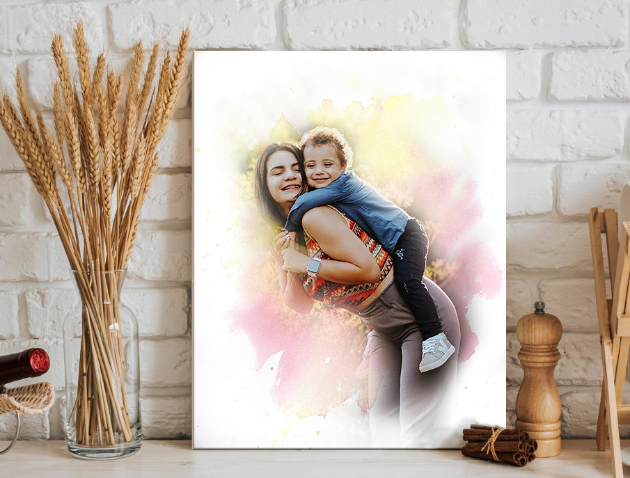 Personalized Watercolor Effect Family Canvas - Matte Canvas, Stretched, 1.25
