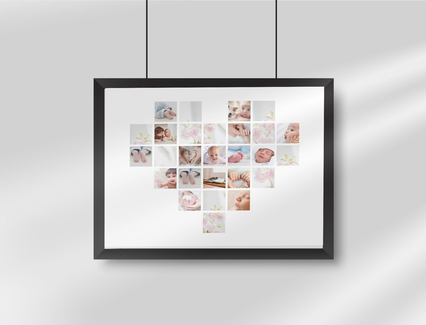 Personalized heart shape photo collage - Matte Canvas, Framed (Multi-color)