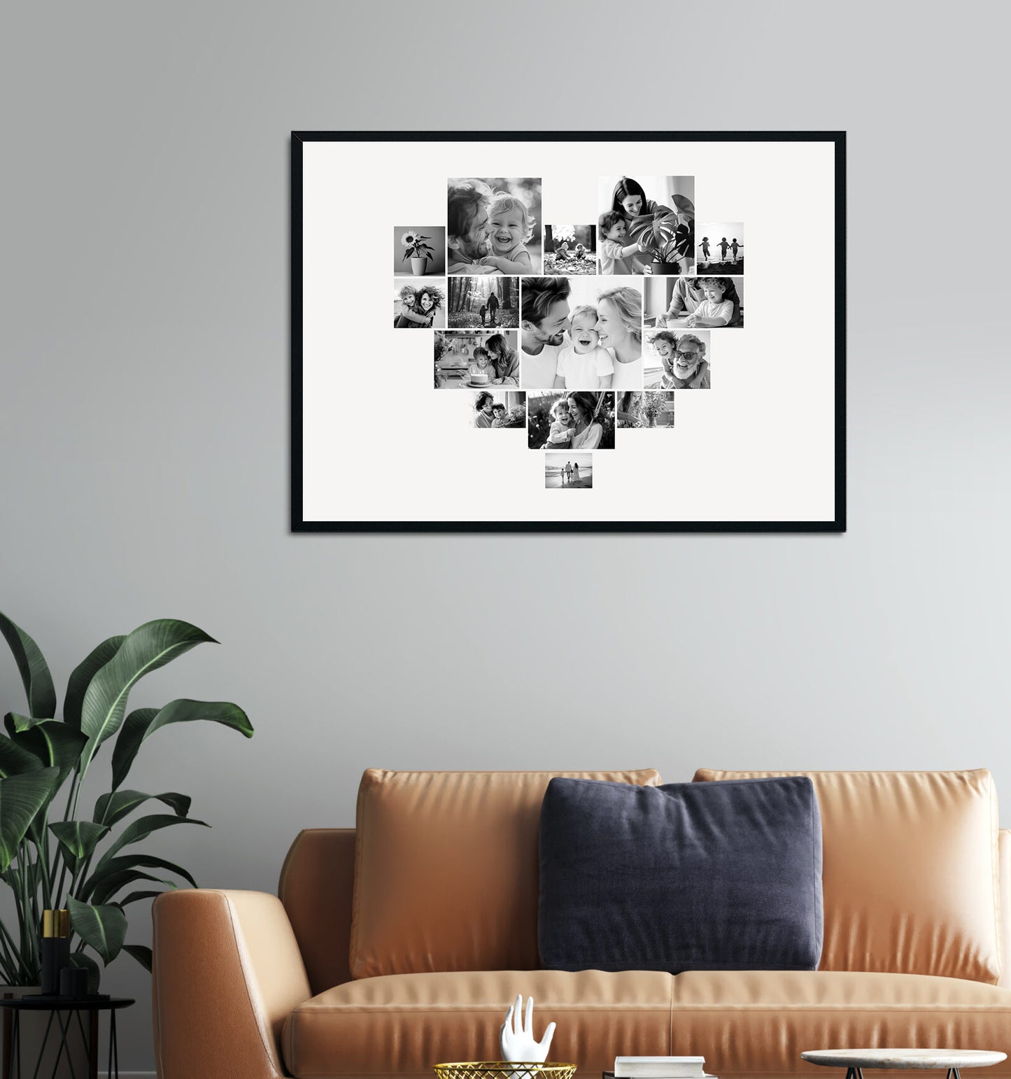 Personalized heart shape photo collage - Matte Canvas, Framed (Multi-color)