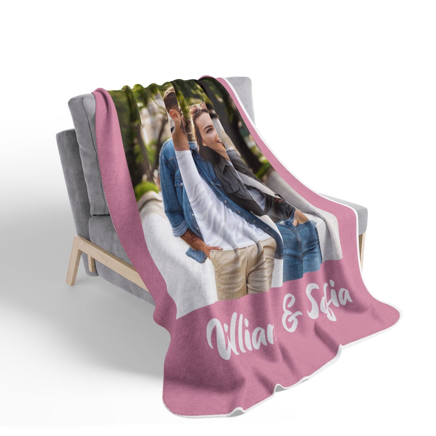 Custom Photo Couple Family Besties Memory - Personalized Fleece Blanket, Sherpa Blanket