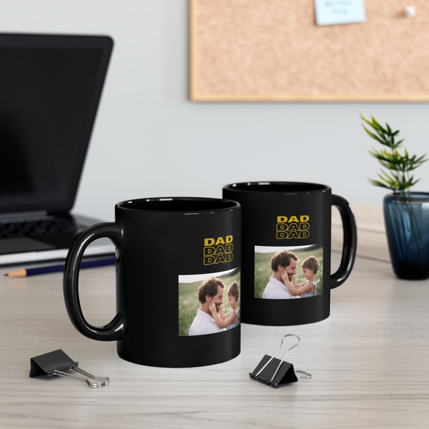 Custom Photo B&W Daddy Grandpa - Personalized Mug
