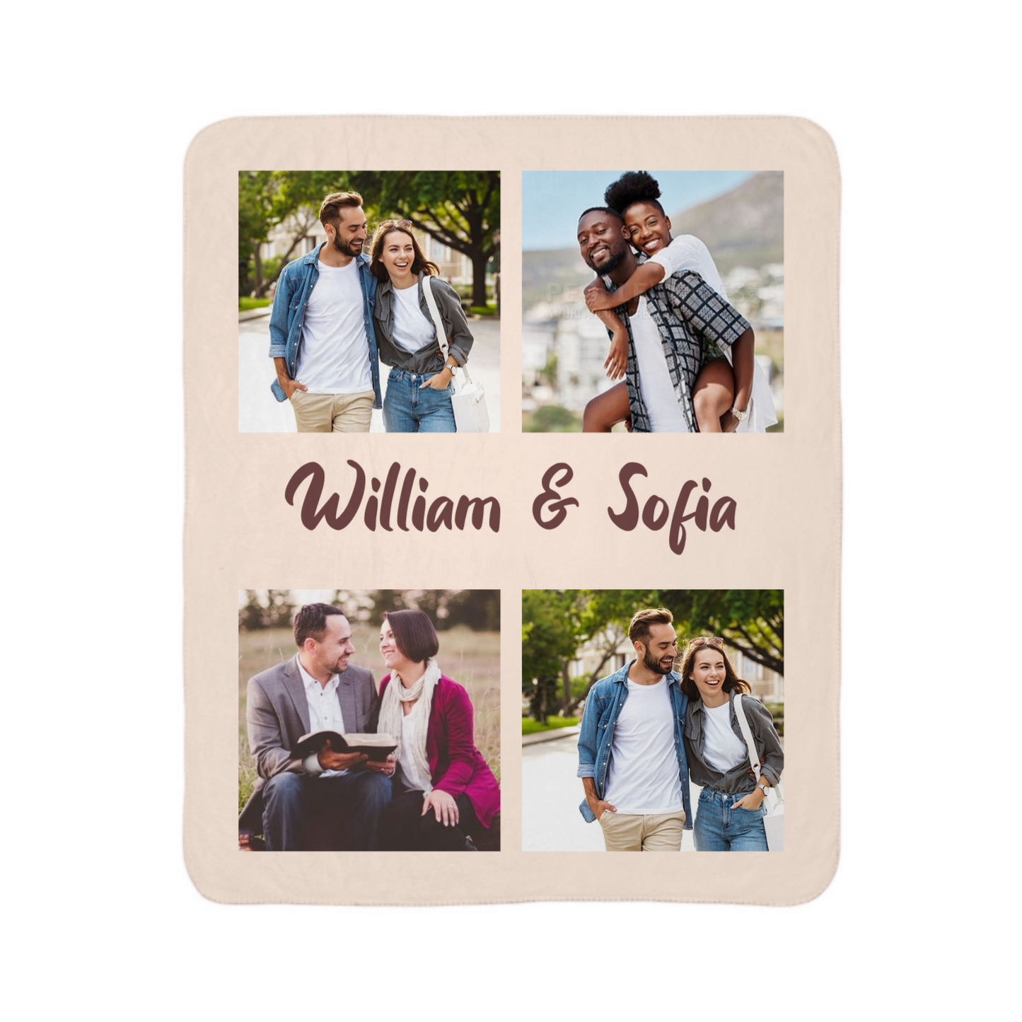 Custom Photo Couple Family Besties Memory - Personalized Fleece Blanket, Sherpa Blanket
