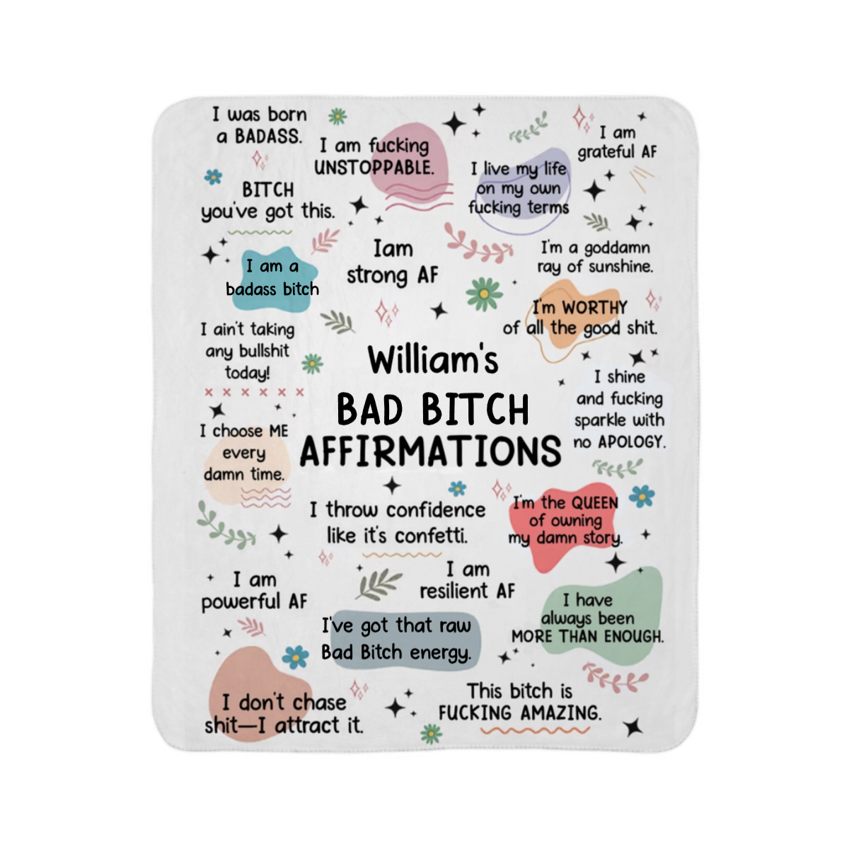 Bad B*tch Affirmations Blanket - Personalized Blanket